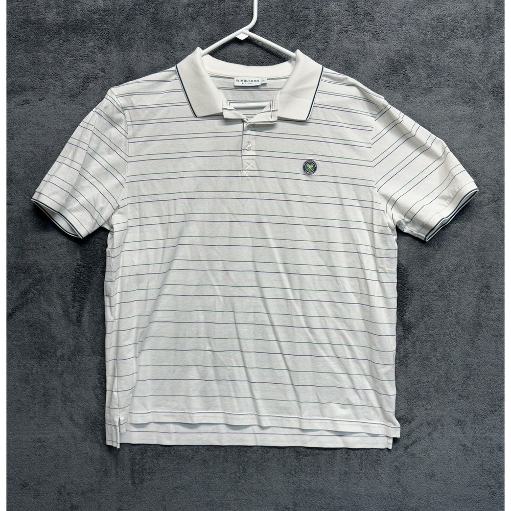 Wimbledon The Champions Polo Shirt Men's XXL Embroidered Striped Cotton Knit 2XL